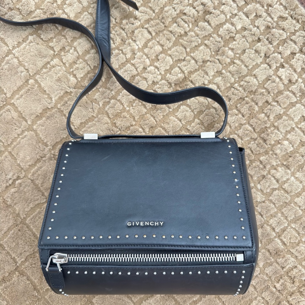 Givenchy Pandora Box Medium Black Crossbody Bag with Silver Hardware